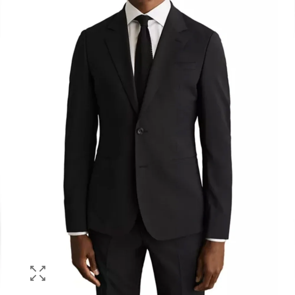 REISS Promise Plain Weave Blazer, Color Black, Size 44 Regular, Retail $475.00US